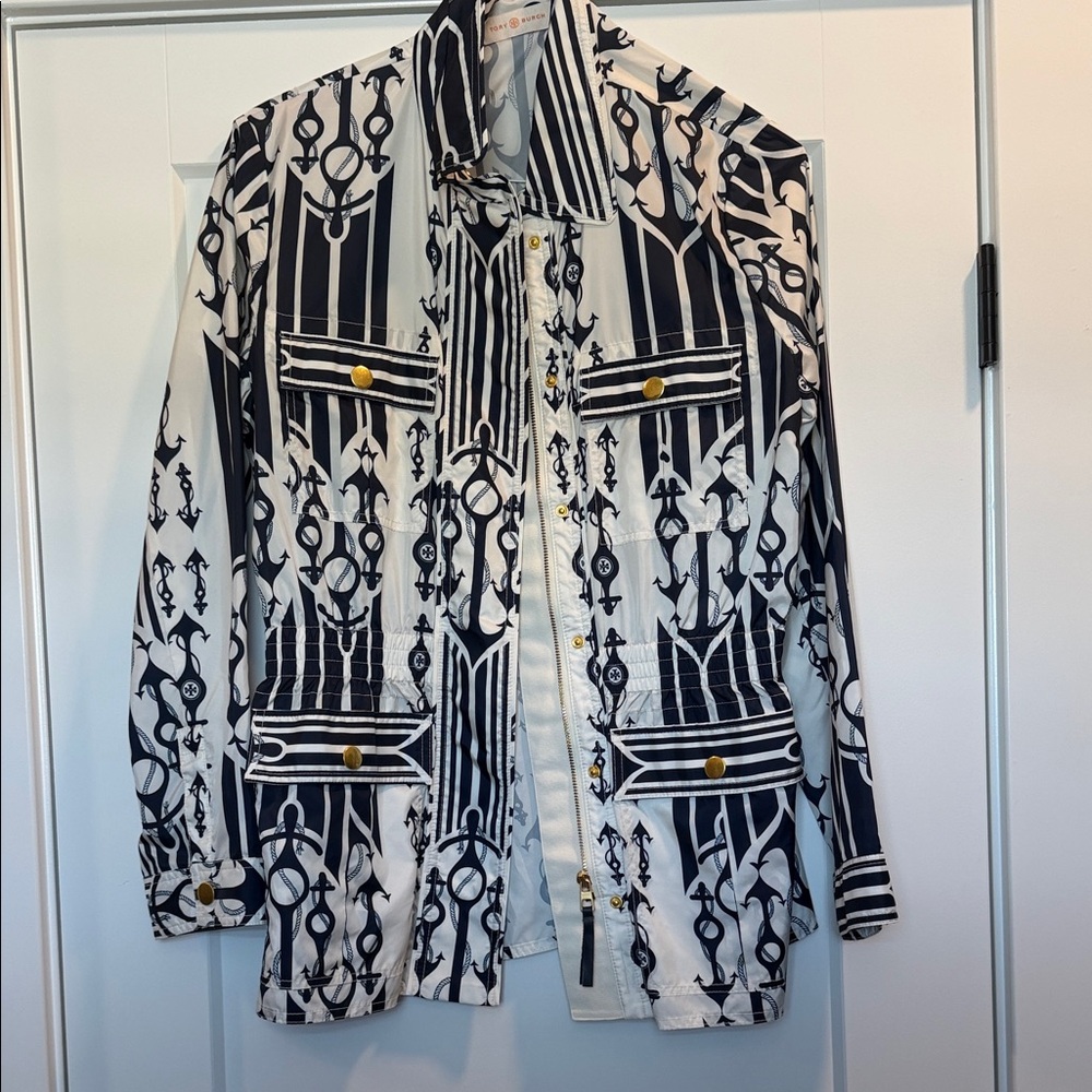 Tory Burch Nautical navy/ white windbreaker